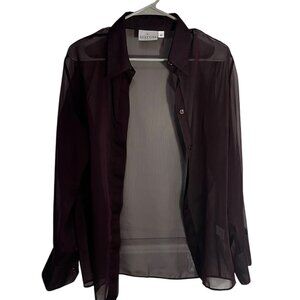 Kappahl Deep Purple Sheer Button-Down